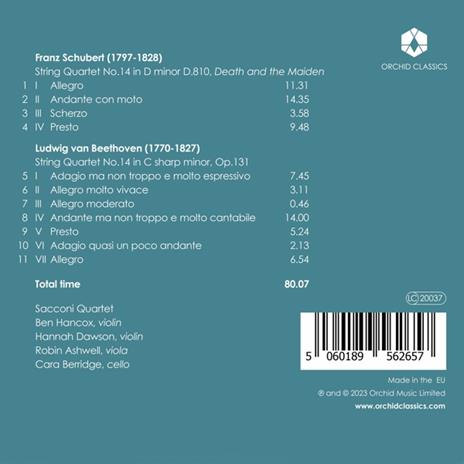 Death And The Maiden / Quartet, Op. 131 - CD Audio di Ludwig van Beethoven,Franz Schubert,Sacconi Quartet - 2