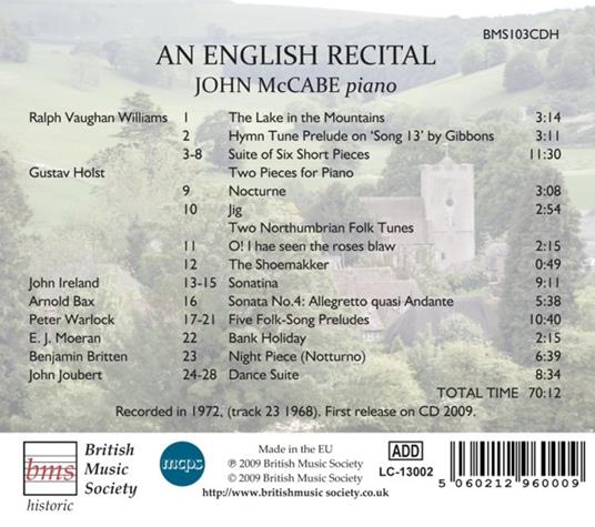 An English Recital - CD Audio di John McCabe - 2