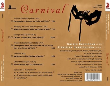 Carnival - CD Audio di Johann Sebastian Bach,Georges Bizet,Edward Elgar,Wolfgang Amadeus Mozart,Nazrin Rashidova,Stanislav Hvartchilkov - 2