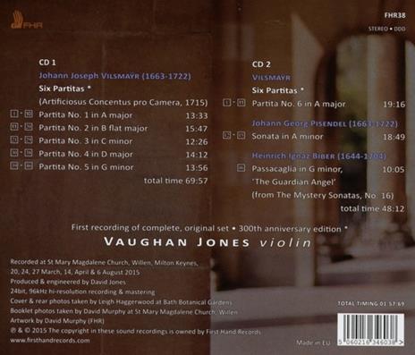 Six Partitas For Solo Violin - CD Audio di Johann Joseph Vilsmayr,Vaughan Jones - 2