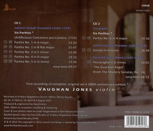 Six Partitas For Solo Violin - CD Audio di Johann Joseph Vilsmayr,Vaughan Jones - 2