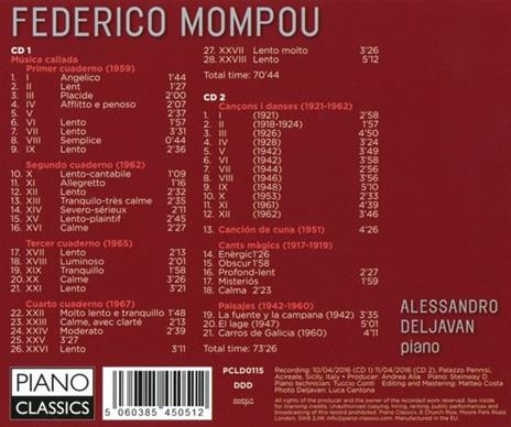 Musica Callada - CD Audio di Frederic Mompou,Alessandro Deljavan - 2