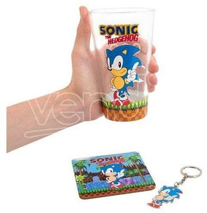 Sonic The Hedgehog Portachiavi, Glass E Sottobicchiere Set Classic Fizz Creations