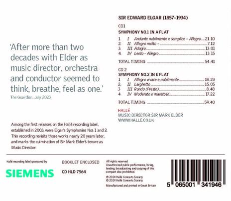 Symphonies Nos. 1 & 2 (2 Cd) - CD Audio di Edward Elgar - 2