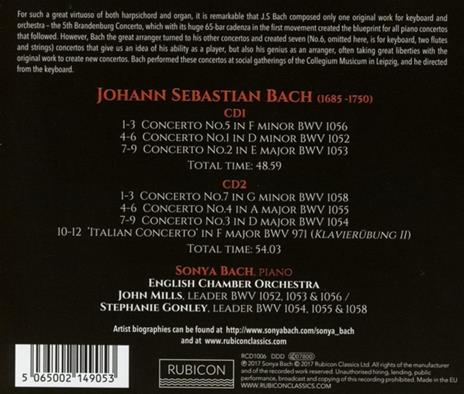 Concerti per strumento a tastiera - Concerto italiano - CD Audio di Johann Sebastian Bach,Sonya Bach - 2