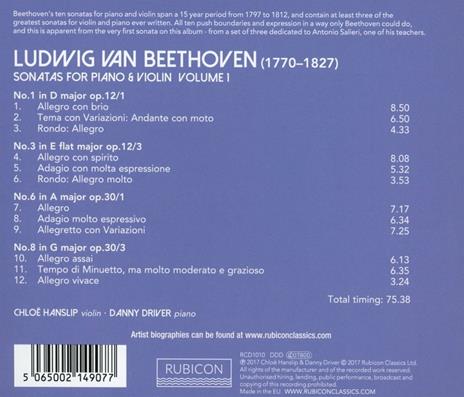 Sonate per violino - CD Audio di Ludwig van Beethoven,Chloë Hanslip,Danny Driver - 2