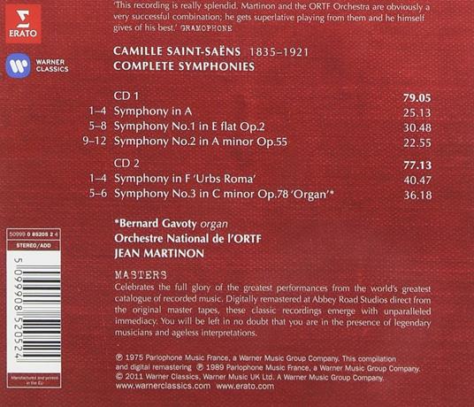 Sinfonie n.1, n.2, n.3 - CD Audio di Camille Saint-Saëns,Jean Martinon - 2