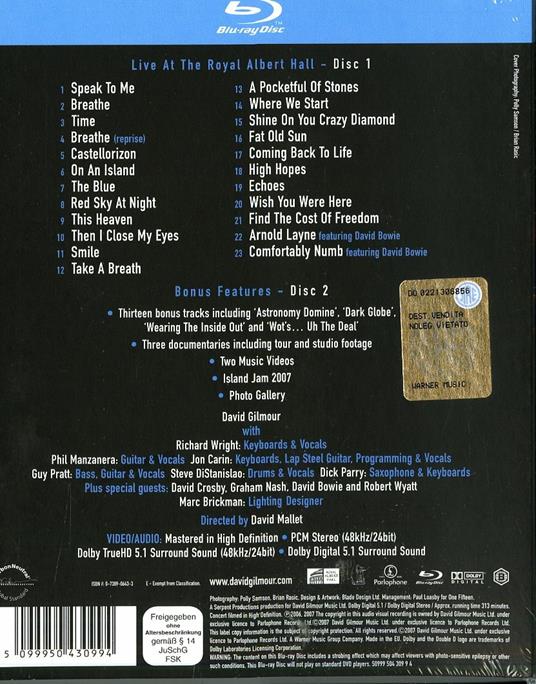David Gilmour. Remember That Night. Live At The Royal Albert Hall (2 Blu-ray) - Blu-ray di David Gilmour - 2
