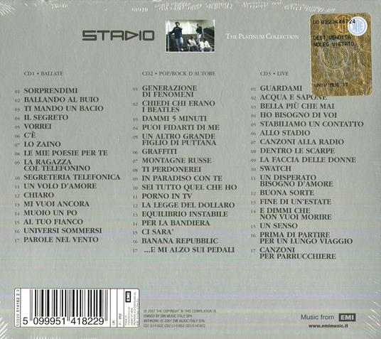 The Platinum Collection: Stadio - Stadio - CD | IBS