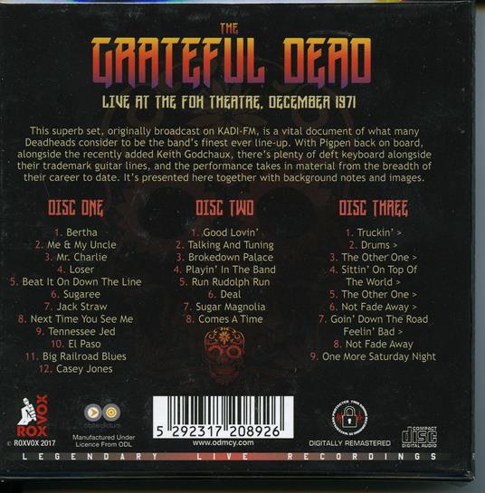 Live at the Fox Theatre December 1971 - CD Audio di Grateful Dead - 2