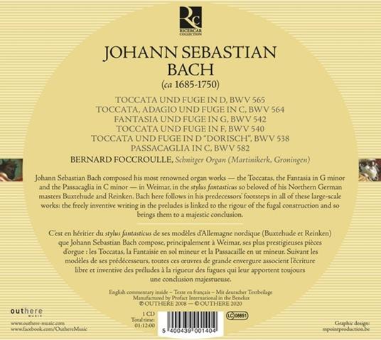 Toccate e passacaglia - CD Audio di Johann Sebastian Bach,Bernard Foccroulle - 2