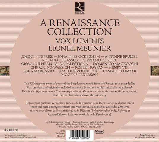 A Renaissance Collection - CD Audio di Vox Luminis,Lionel Meunier - 2