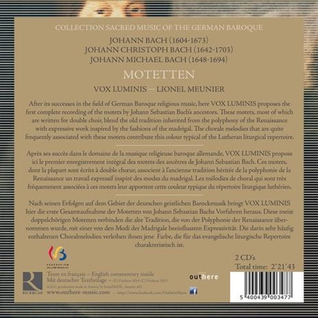 Mottetti - CD Audio di Johann Bach,Johann Christoph Bach,Johann Michael Bach,Vox Luminis - 2