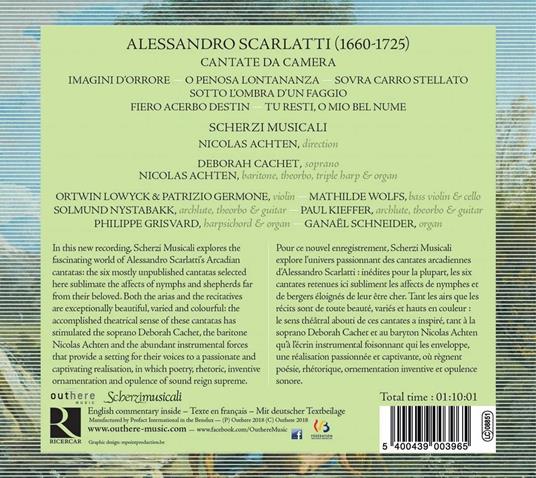 O penosa lontananza. Cantate da camera - CD Audio di Alessandro Scarlatti - 2