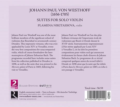 Suites per violino solo - CD Audio di Johann Paul von Westhoff,Plamena Nikitassova - 2