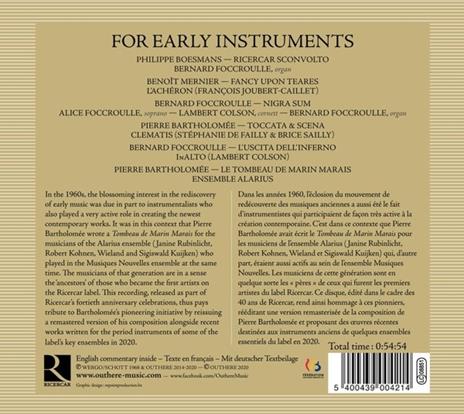 For Early Instruments. Musiche di Boesmans, Bartholomée, Foccroulle & Mernier - CD Audio di Clematis - 2