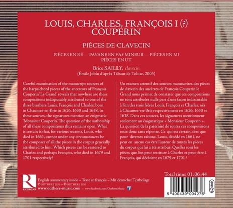 Pieces de Clavecin - CD Audio di François Couperin,Louis Couperin,Charles Couperin,Brice Sailly - 2