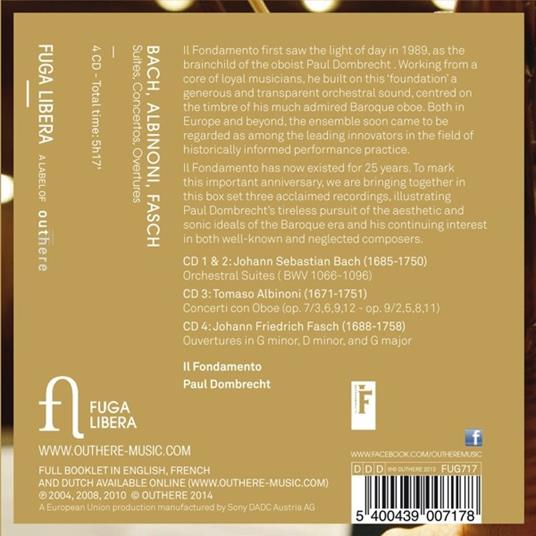 Suites - Concerti - CD Audio di Tomaso Giovanni Albinoni,Johann Sebastian Bach,Johann Friedrich Fasch,Il Fondamento - 2