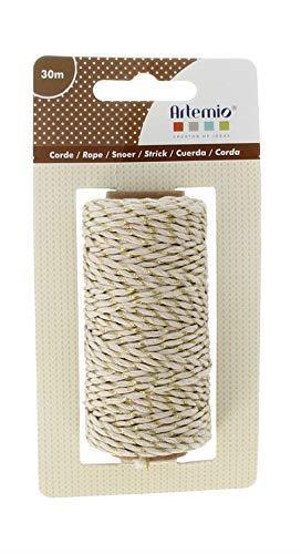 Artemio Corda Naturale, Tessile, Beige e Oro, 7 x 4 x 13,5 cm