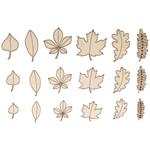 18 Mini decorazioni in legno - Foglie d''autunno