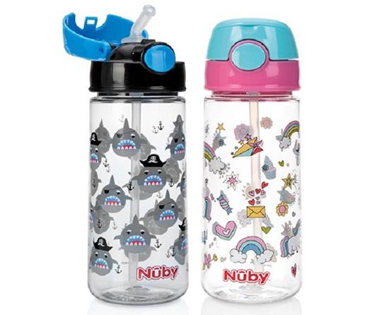 Nuby Borraccia in Tritan con cannuccia morbida a scatto 540ml 3anni+