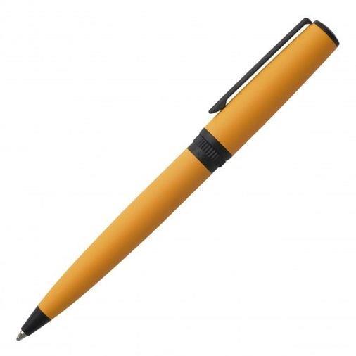 Hugo Boss Gear Matrix Penna A Sfera Ottone E Gomma Ballpoint Pen Yellow Giallo Yellow