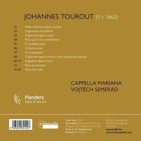 Johannes Tourout. Portrait Of An Imperial Cantor - CD Audio di Cappella Mariana - Vojtech Semerad - 2