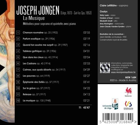 La Musique. Liriche per soprano e quintetti con pianoforte - CD Audio di Joseph Jongen - 2