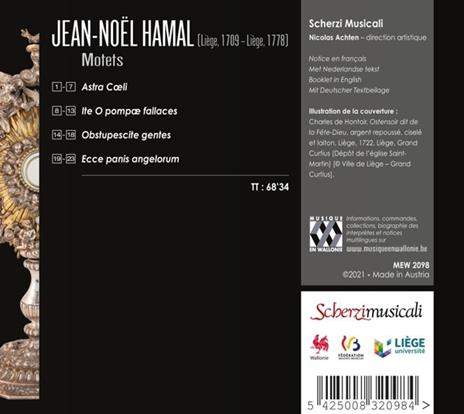 Motets - CD Audio di Scherzi Musicali,Jean-Noël Hamal - 3