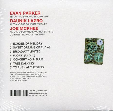 Seven Pieces Live at Willisau 1995 - CD Audio di Evan Parker,Joe McPhee,Daunik Lazro - 2