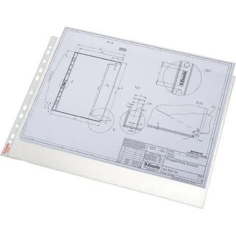 Buste a perforazione universale Esselte DELUXE goffrate antiriflesso trasparente 42x30 cm conf.50 - 55230