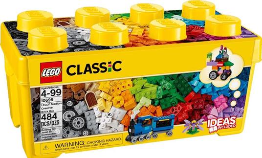 LEGO Classic 10696 Scatola Mattoncini Creativi Media, Contenitore per Costruire Fiori, Macchina, Treno e Aereo Giocattolo