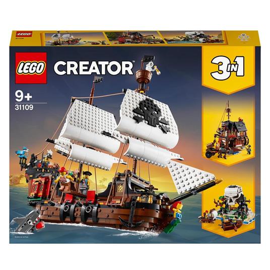 LEGO Creator 31109 Galeone dei Pirati, Set 3 in 1 con Nave Giocattolo,  Locanda e Isola del Teschio, Minifigure e Squalo - LEGO - Creator -  Imbarcazioni - Giocattoli | IBS