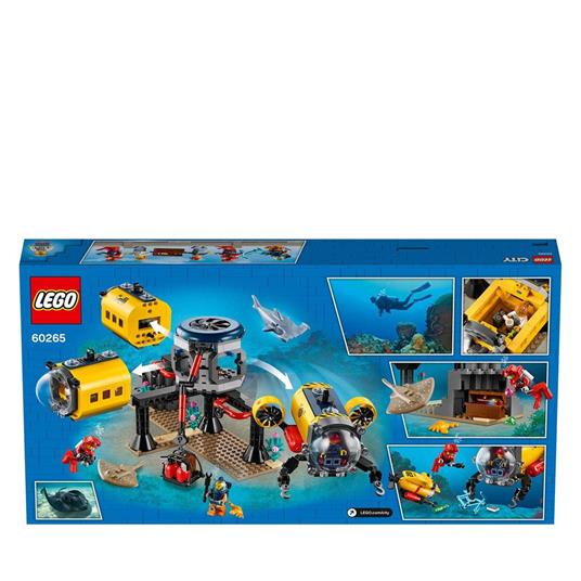 LEGO City 60265 Base per Esplorazioni Oceaniche, Sottomarino Giocattolo, Animali Marini Squalo e Manta, Giochi per Bambini - 11