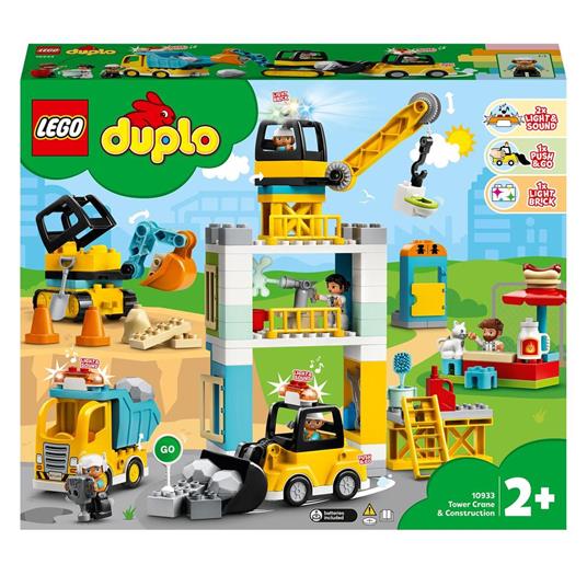 LEGO DUPLO Town 10933 Cantiere Edile con Gru a Torre, Set con Luci e Suoni,  Motore Push & Go, Mattoncini Creativi - LEGO - Duplo Town - Edifici e  architettura - Giocattoli