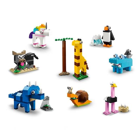 LEGO Classic 11011 Mattoncini e Animali, Set con 10 Modellini da Costruire,  Unicorno, Dinosauro Giocattolo, Giochi Creativi