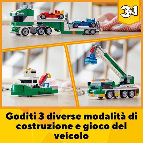 LEGO Creator 31113 3 in 1 Trasportatore di Auto da Corsa, Kit di Costruzione, Camion con Rimorchio, Gru e Rimorchiatore - 2