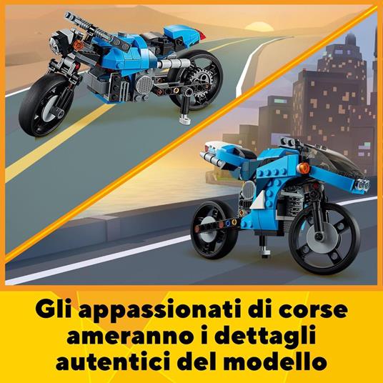 LEGO Creator 31114 3 in 1 Superbike, Kit di Costruzione Moto Sportiva o  Classica o Hoverbike, Veicoli Giocattolo per Bambini - LEGO - Creator -  Moto - Giocattoli | IBS