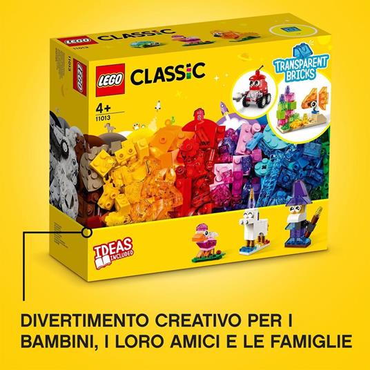 LEGO Classic 11013 Mattoncini Trasparenti Creativi, con Animali (Leone,  Uccello e Tartaruga), Giochi per Bambini di 4+ Anni - LEGO - Classic - Set  mattoncini - Giocattoli