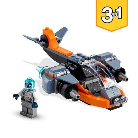 LEGO Creator 31111 3 in 1 Cyber-Drone, Kit di Costruzione con Cyber Mech e Scooter con Minifigure Robot, Giochi per Bambini - 3