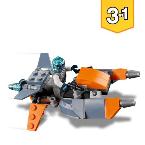 LEGO Creator 31111 3 in 1 Cyber-Drone, Kit di Costruzione con Cyber Mech e Scooter con Minifigure Robot, Giochi per Bambini - 4