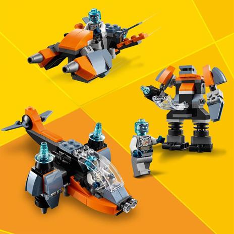 LEGO Creator 31111 3 in 1 Cyber-Drone, Kit di Costruzione con Cyber Mech e Scooter con Minifigure Robot, Giochi per Bambini - 6