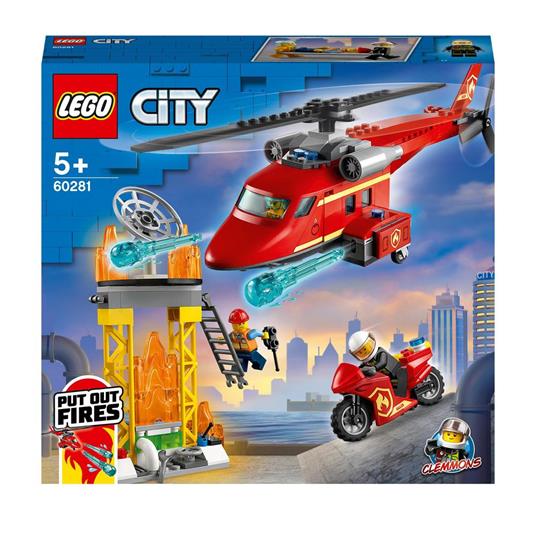 LEGO City 60281 Elicottero Antincendio con Motocicletta e Minifigure  Pompiere e Pilota - LEGO - City - Mestieri - Giocattoli