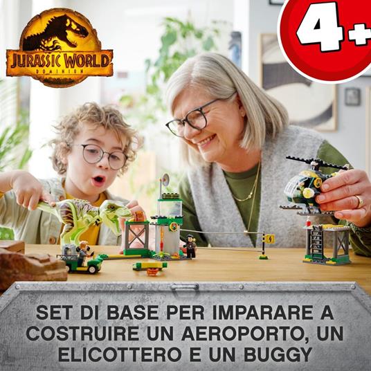 LEGO Jurassic World 76944 La Fuga del T. rex, Include 3 Minifigure e un Dinosauro Giocattolo, Giochi per bambini di 4+ anni - 2