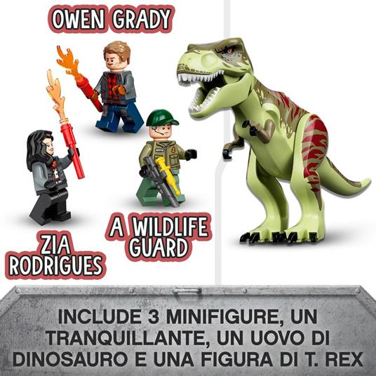 LEGO Jurassic World 76944 La Fuga del T. rex, Include 3 Minifigure e un Dinosauro Giocattolo, Giochi per bambini di 4+ anni - 5
