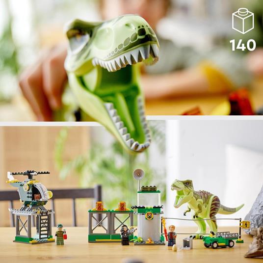 LEGO Jurassic World 76944 La Fuga del T. rex, Include 3 Minifigure e un Dinosauro Giocattolo, Giochi per bambini di 4+ anni - 6