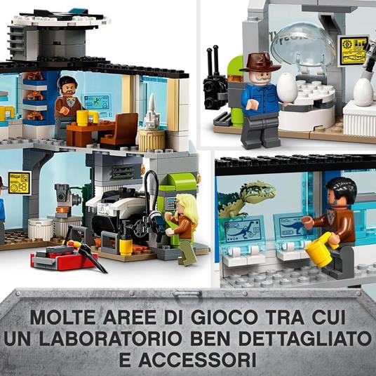 LEGO Jurassic World La Fuga del T. rex, Include 3 Minifigure un Elicottero  e un Dinosauro