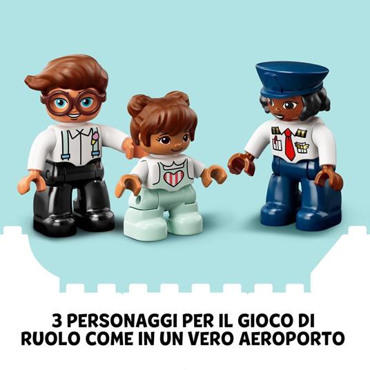 LEGO DUPLO Town 10961 Aereo e Aeroporto Giocattolo per Bambini di 2 Anni con 3 Minifigure, Aeroplano e Torre di Controllo - 4