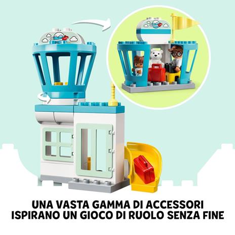 LEGO DUPLO Town 10961 Aereo e Aeroporto Giocattolo per Bambini di 2 Anni con 3 Minifigure, Aeroplano e Torre di Controllo - 6