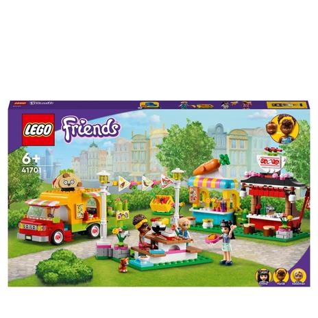 LEGO Friends 41701 Il Mercato dello Street Food, Include Camion dei Tacos e Bar dei Frullati, Giochi per Bambini